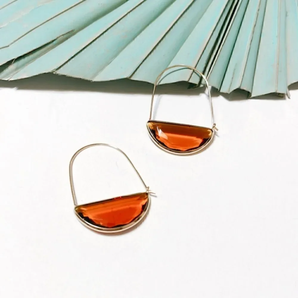 Anthro Brown crystal hoop earrings S30